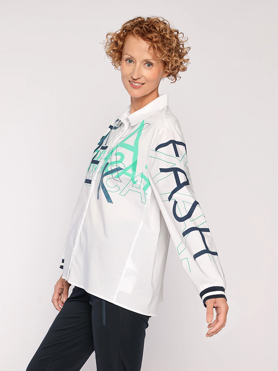 Блуза свободного кроя из хлопка с принтом